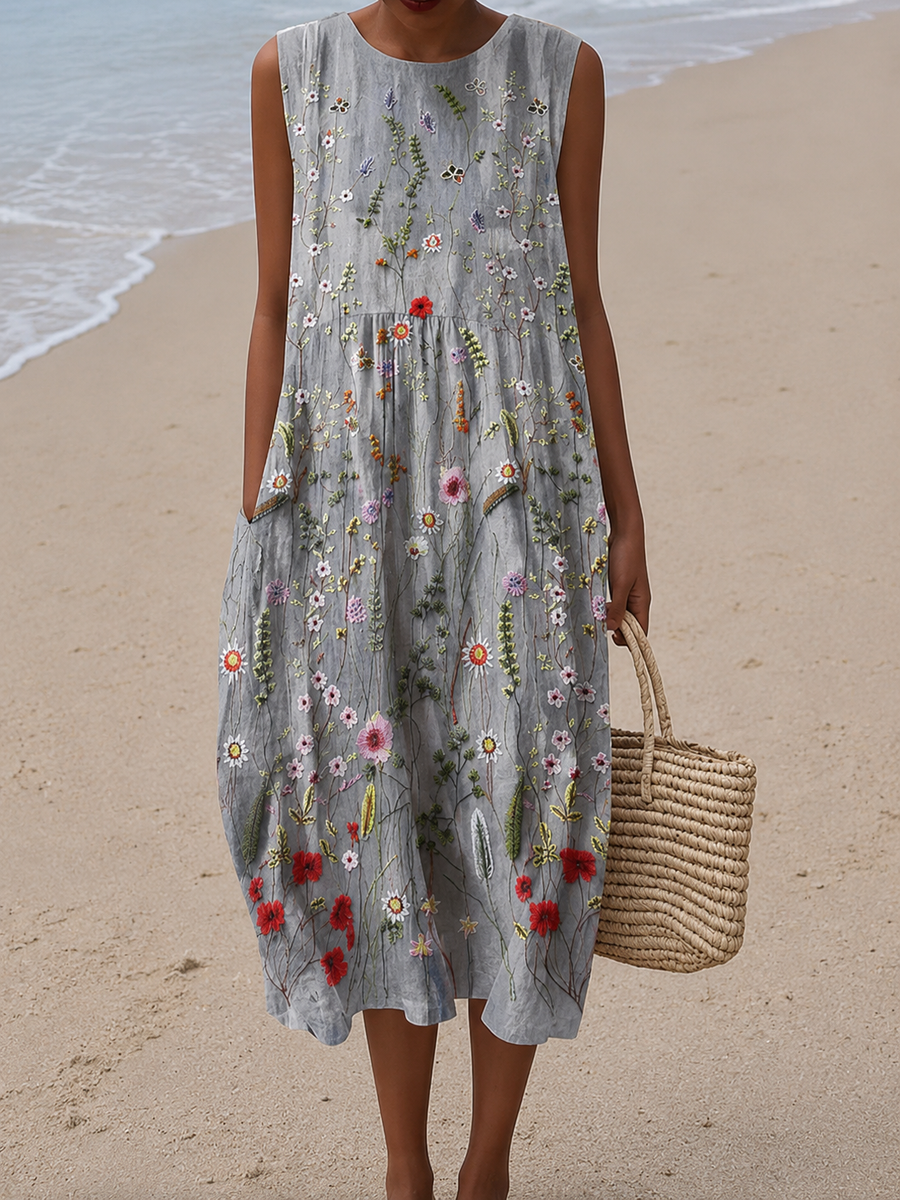 Berthe | Robe Midi Fleurs Sauvages