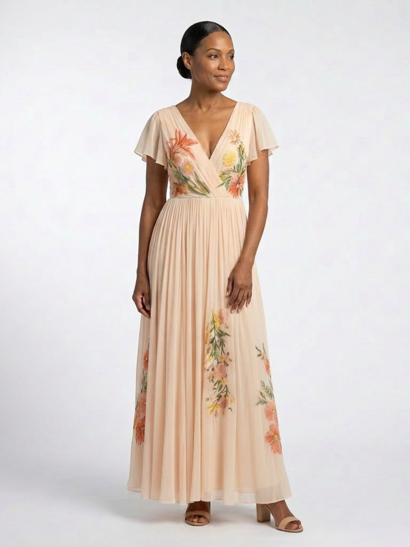 Calista | Robe Maxi Florale Plissée