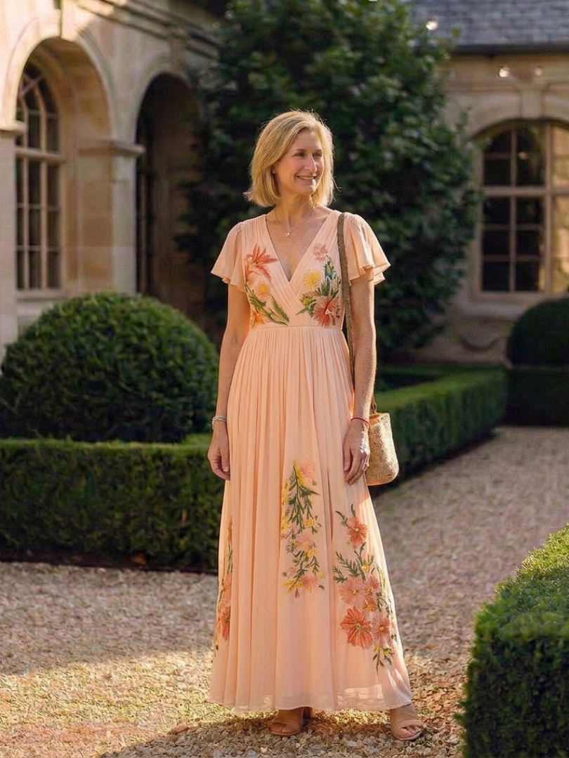 Calista | Robe Maxi Florale Plissée