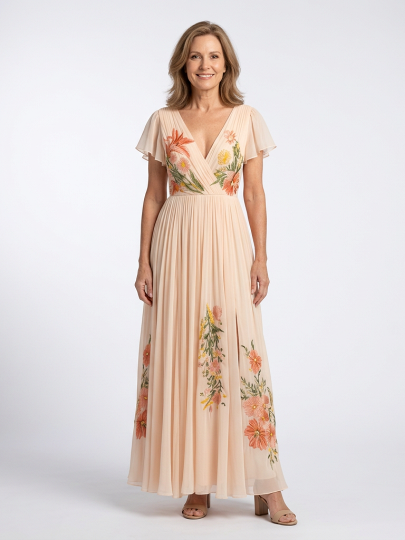 Calista | Robe Maxi Florale Plissée