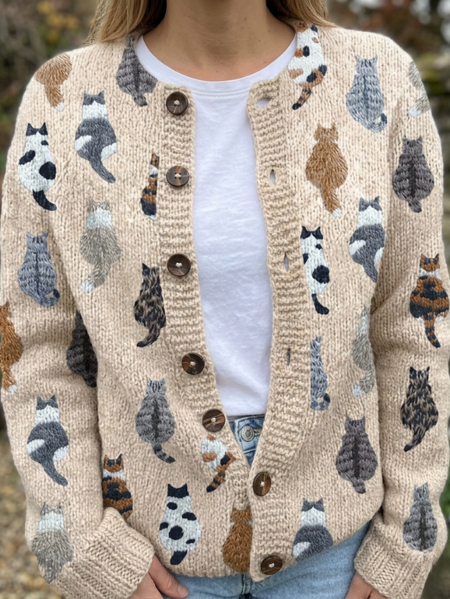 Charlotte | Gilet Douillet à Motif Chats