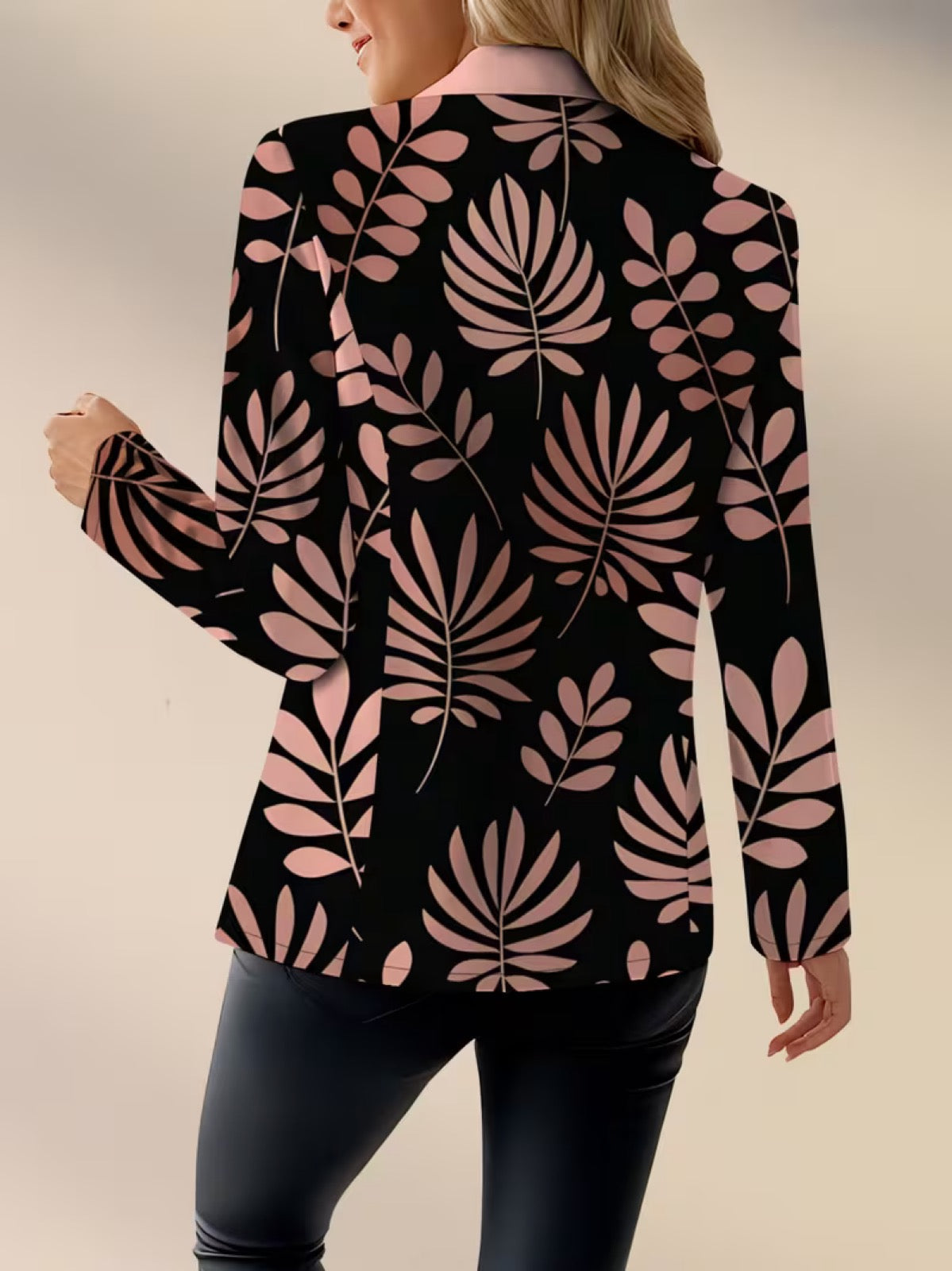 Odette | Veste Blazer Feuillage Rose