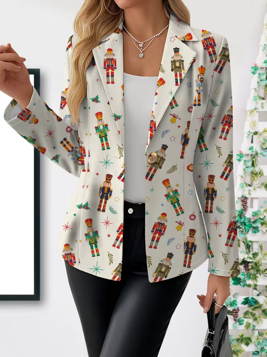 Vivienne | Veste Blazer Imprimé Casse-Noisette