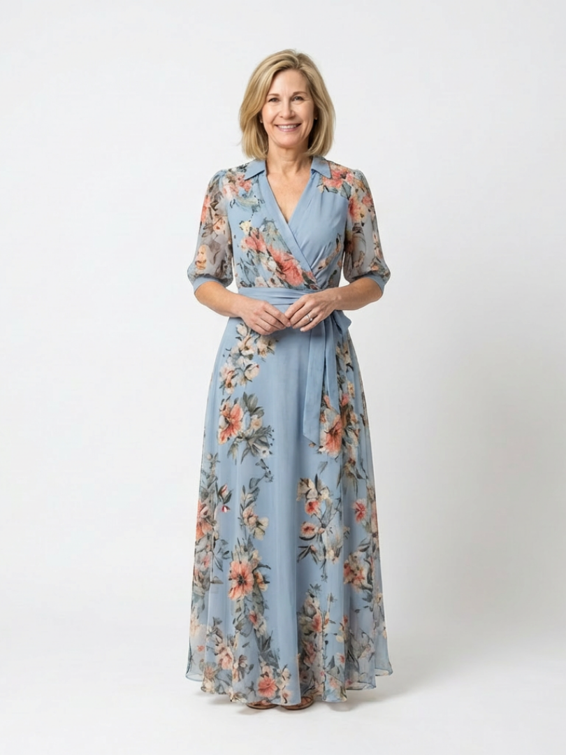 Simonne | Robe Maxi Portefeuille Fleurie