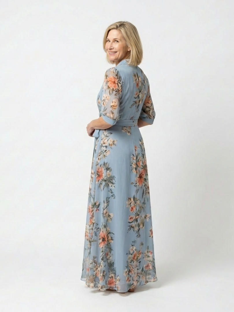 Simonne | Robe Maxi Portefeuille Fleurie