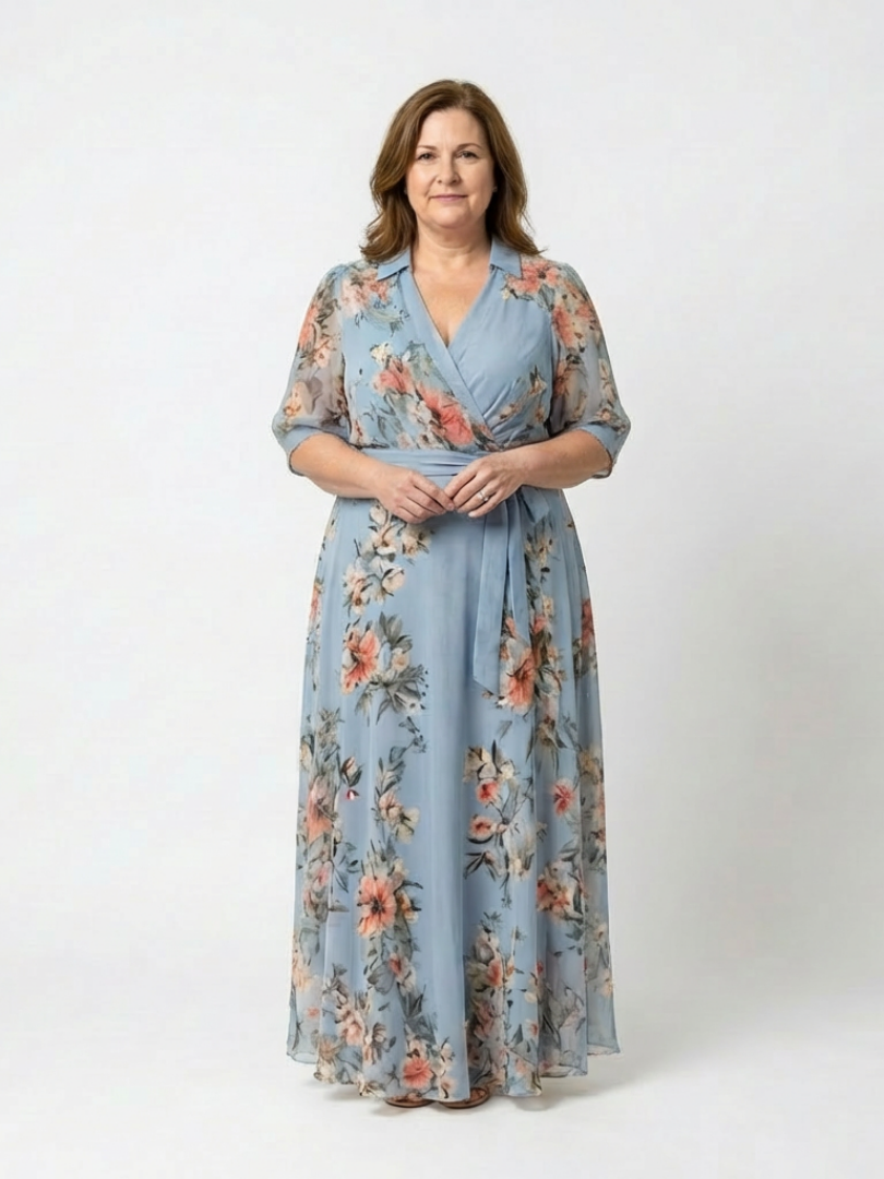 Simonne | Robe Maxi Portefeuille Fleurie