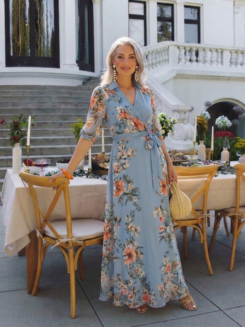 Simonne | Robe Maxi Portefeuille Fleurie