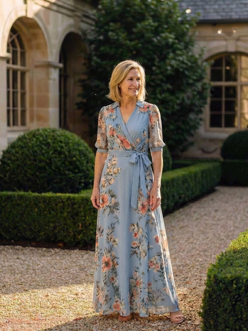 Simonne | Robe Maxi Portefeuille Fleurie