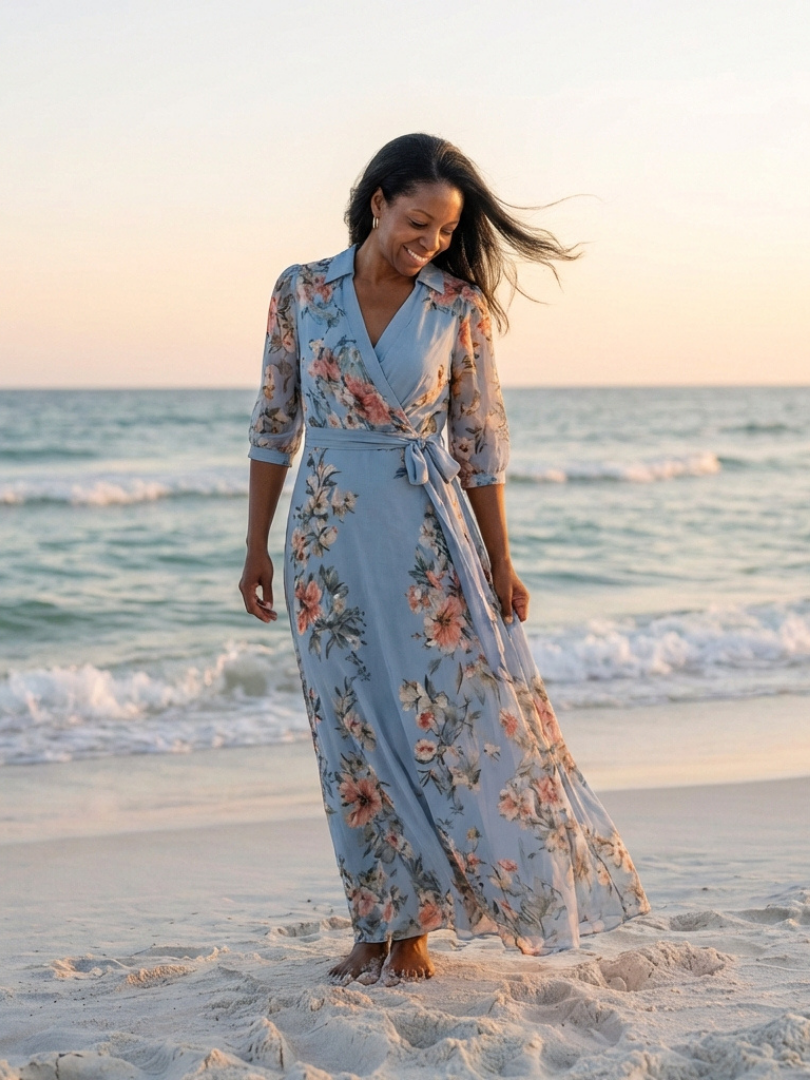 Simonne | Robe Maxi Portefeuille Fleurie